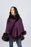 Violet 100% Cashmere Cape with Fox Trim