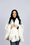 White 100% Cashmere Cape with Fox Trim