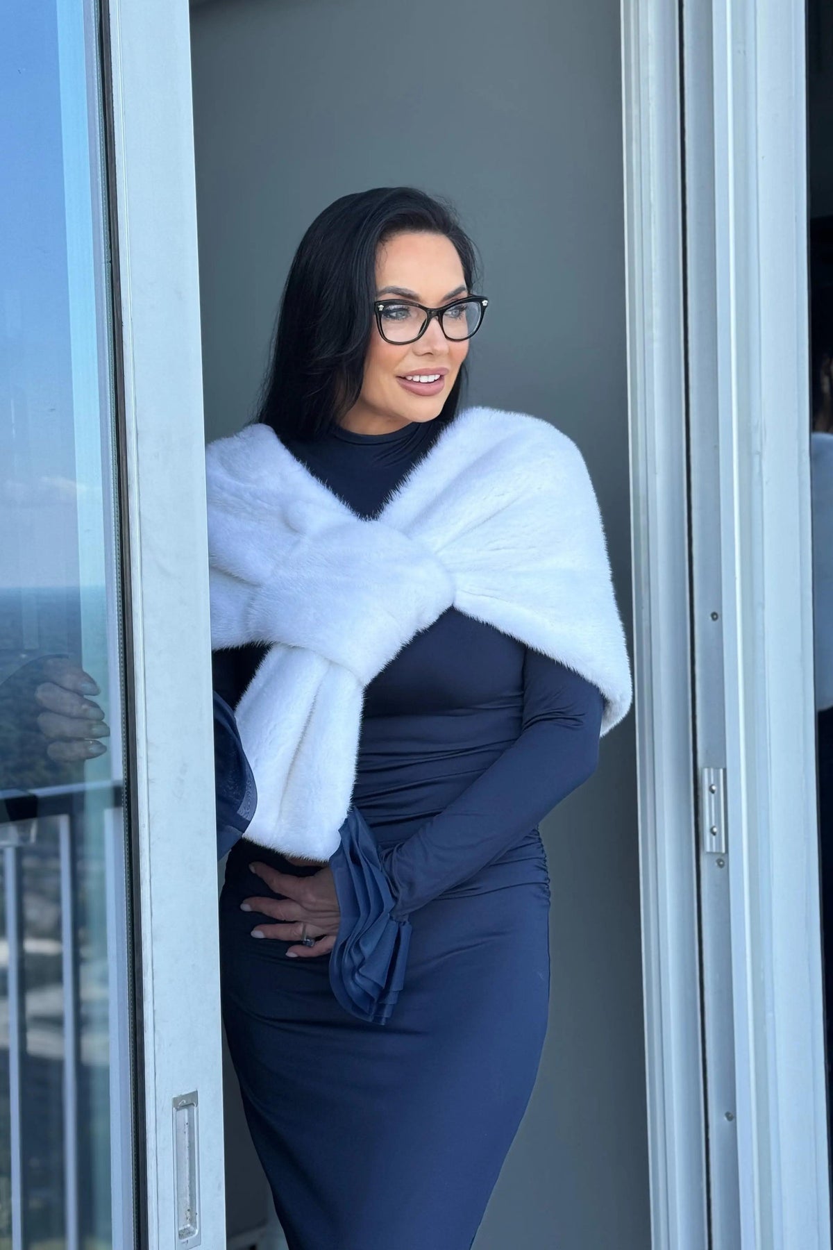 White Mink Fancy Stole