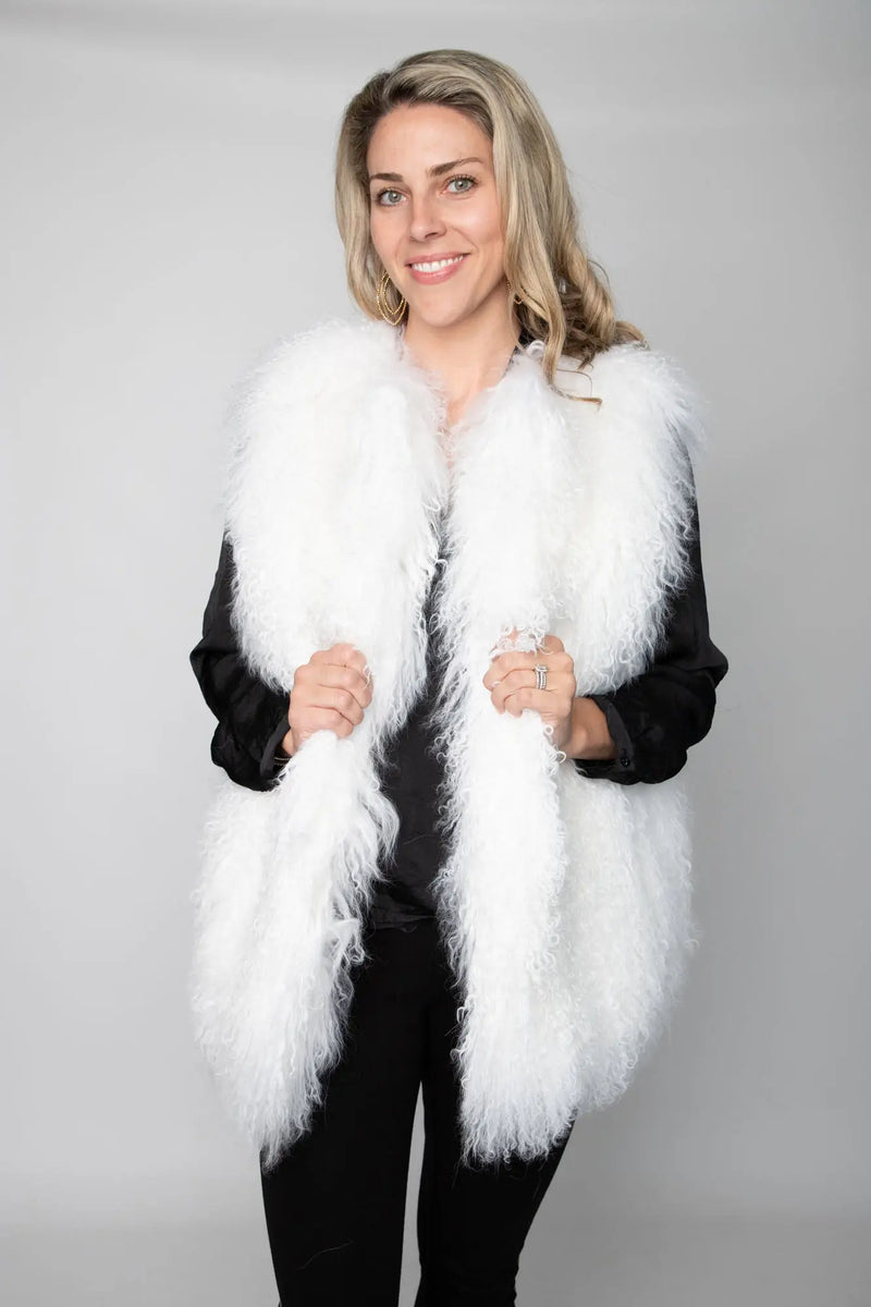 LaBelle Since 1919 White Mongolian Lamb Vest