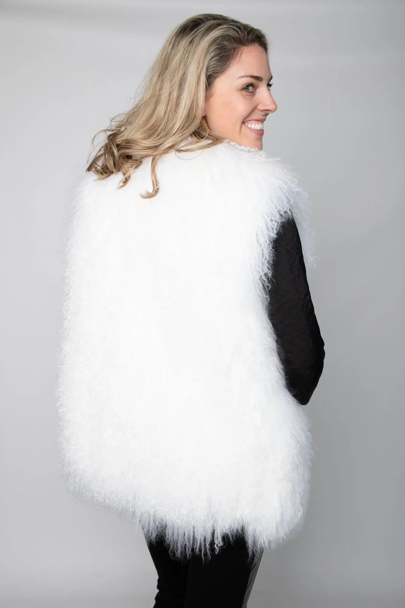 LaBelle Since 1919 White Mongolian Lamb Vest