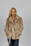 Semi-Sheared Mink Jacket in Silver Rose w/ Leather belt