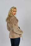 Semi-Sheared Mink Jacket in Silver Rose w/ Leather belt