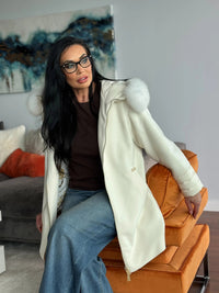 White Parka Jacket with Fox rim