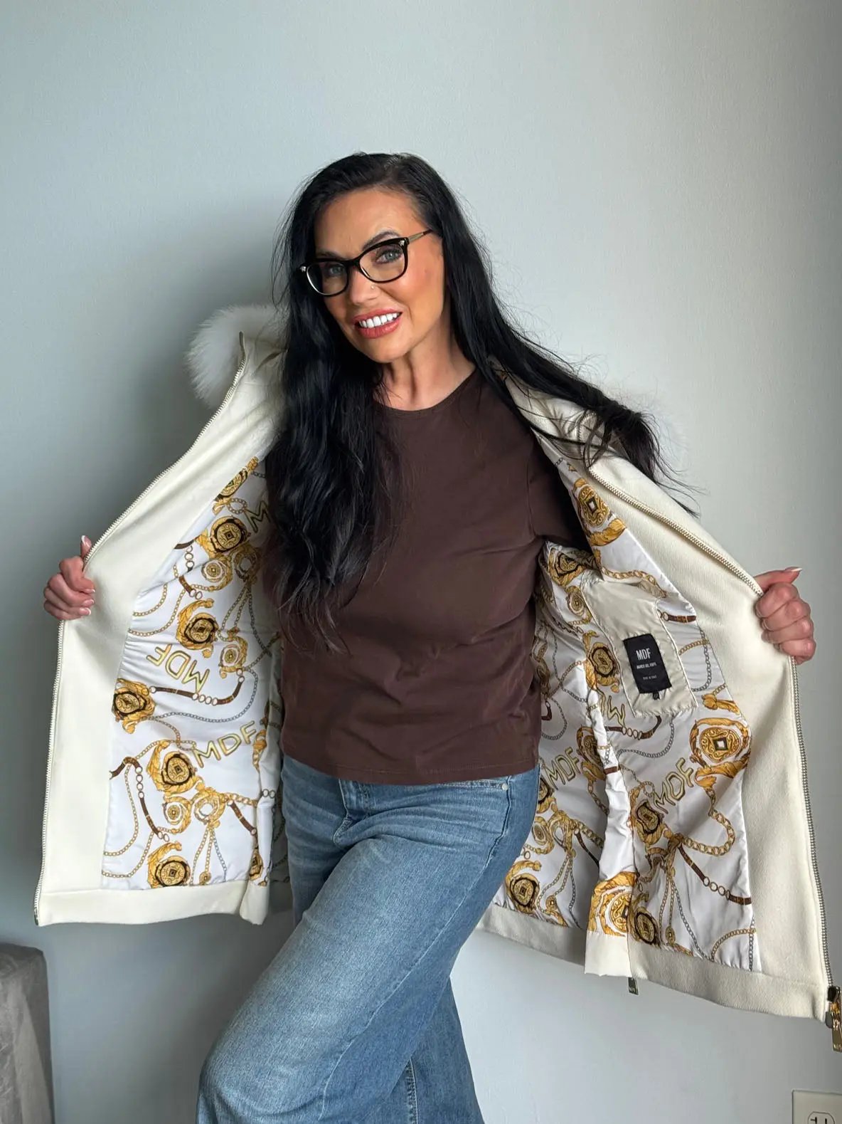 White Parka Jacket with Fox rim