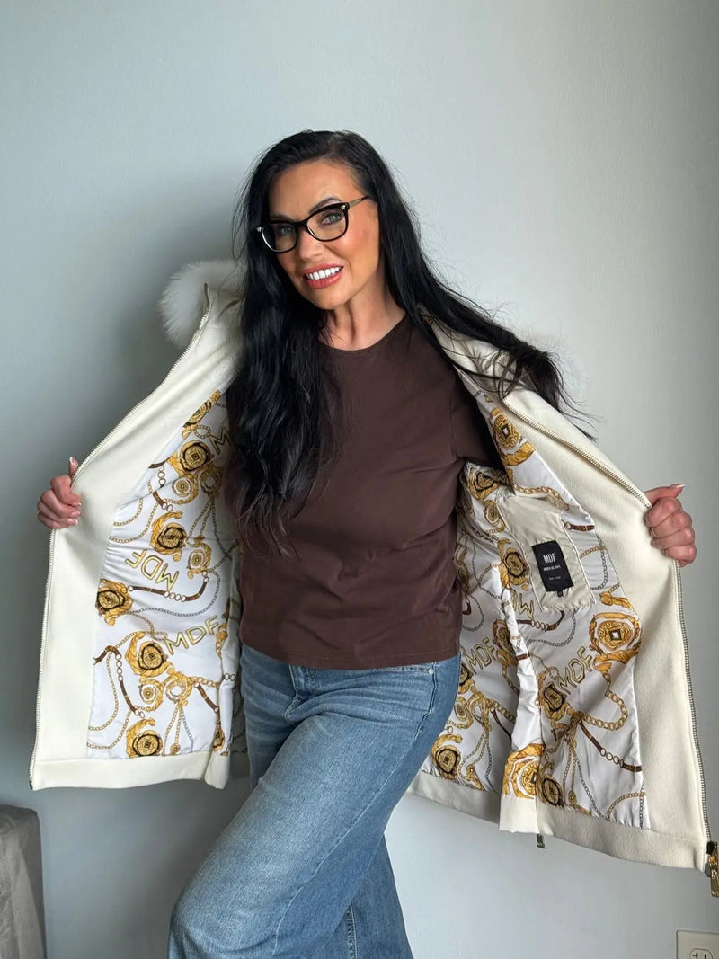 White Parka Jacket with Fox rim