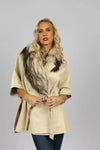 Leather Cape with Belt and Fox Collar