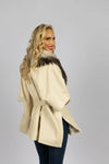 Leather Cape with Belt and Fox Collar