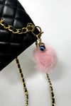 Mink Ball Keychain with Greek Evil Eye Decor