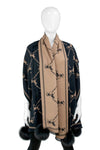 Wide Woven Scarf Horse & Lattice Print Scarf