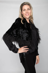 Black Lamb Cape w/ Ostrich Feathers