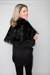 Black Lamb Cape w/ Ostrich Feathers