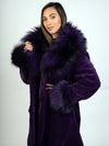LaBelle Since 1919 Purple Sheared Mink Stroller W/Purple Dyed Silver Fox Shawl Collar & Cuffs