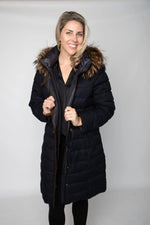 Navy Anouschka Coat w/ Raccoon Trim