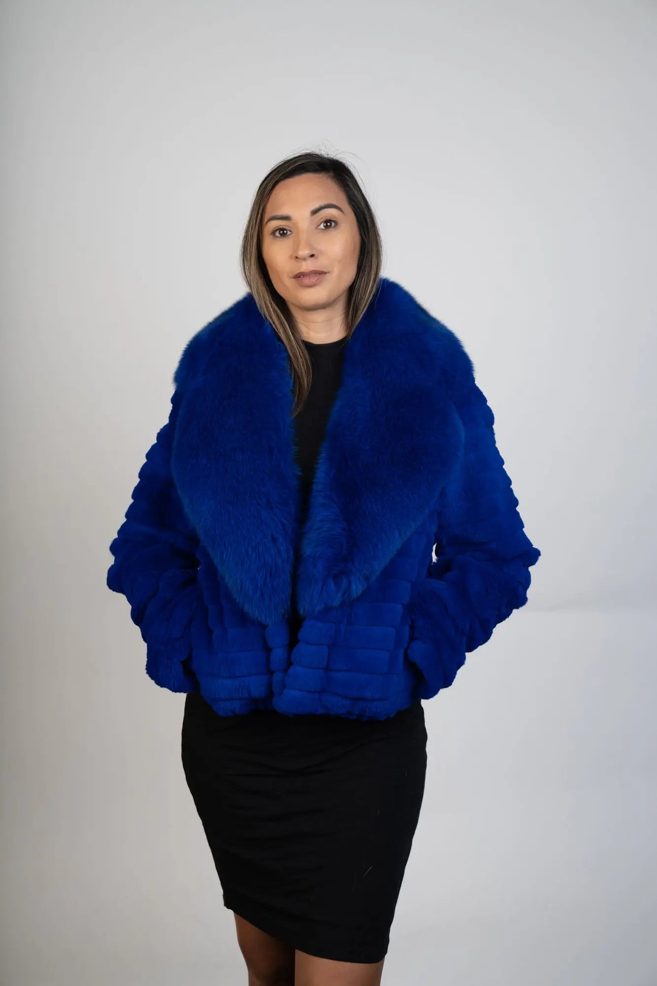 Dyed Electric Blue Fox/Rexx Jacket – LaBelle Since 1919