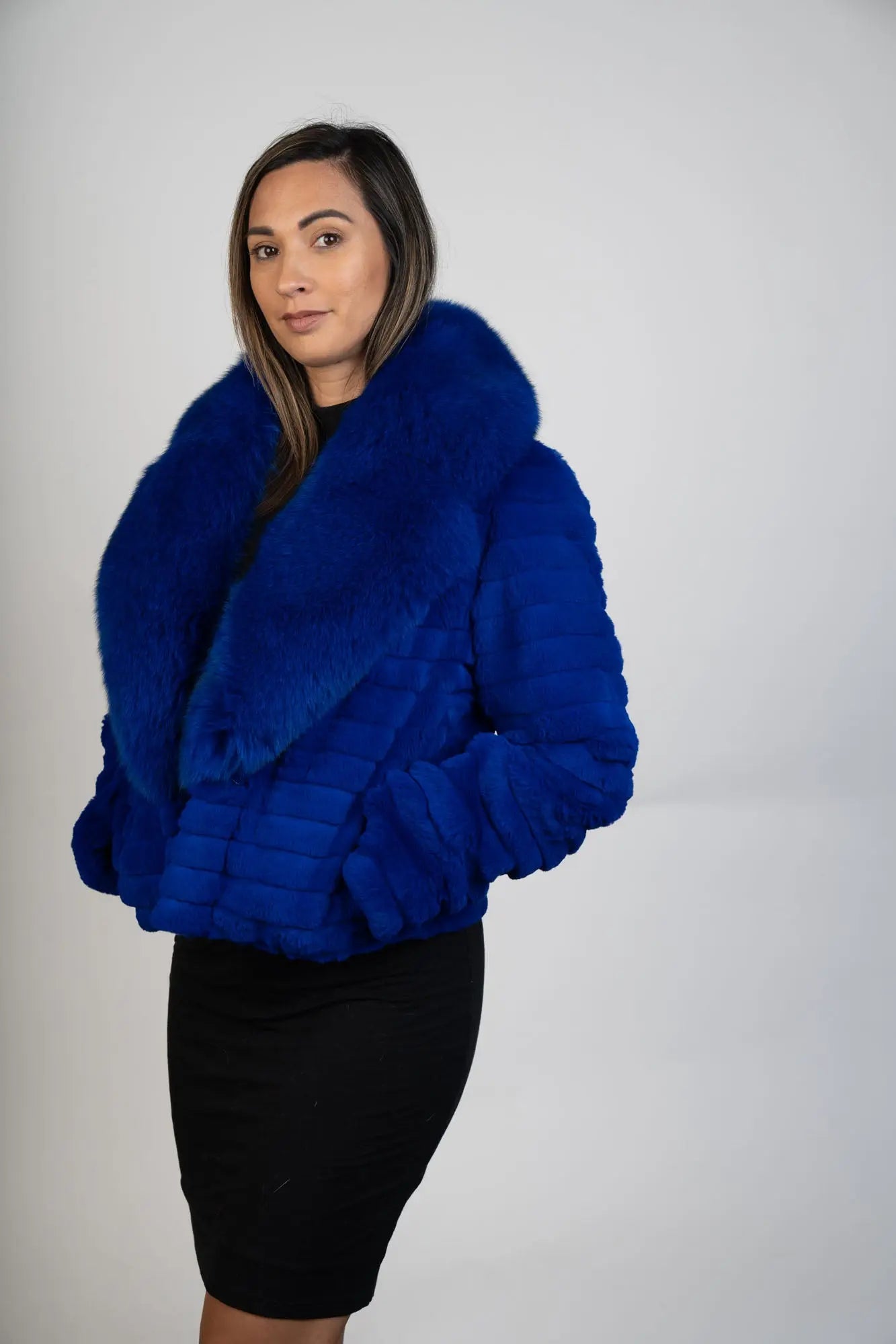 Dyed Electric Blue Fox/Rexx Jacket – LaBelle Since 1919
