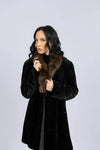 Black Sheared Mink Fit-N-Flare Stroller W/Sable Collar