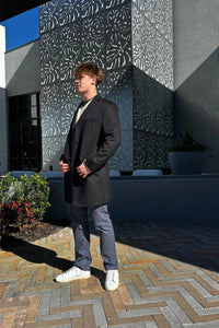 Men's Black Cashmere Coat