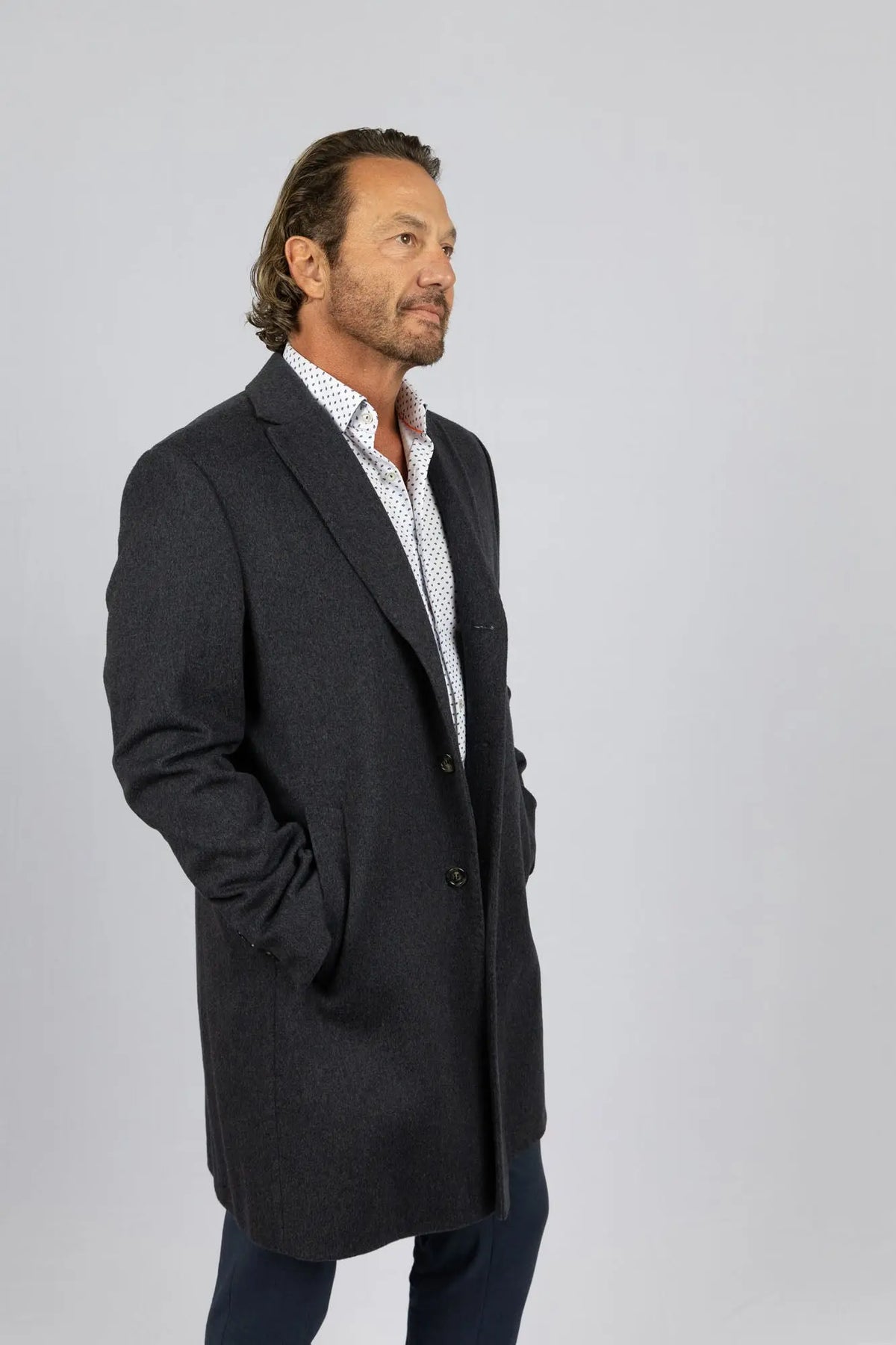 Men's Charcoal Wool Blend Coat 42 / 92315800