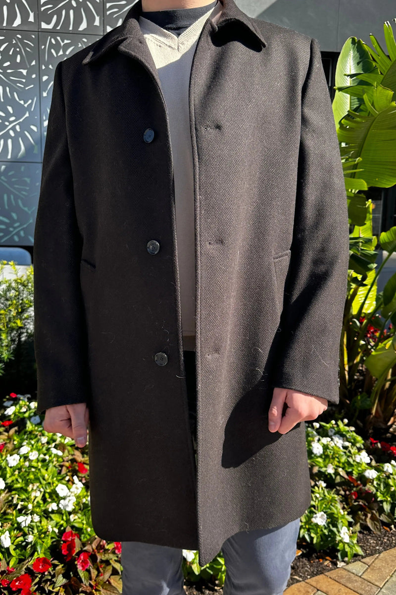 Men's Poly/Wool Blend- Black/Brown Coat