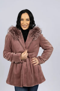 LaBelle Since 1919 Dyed Rose Petal Fox/Sheared Mink Jacket