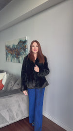 New Black Sheared Mink Fur Jacket