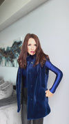 Cobalt Blue Dyed Sheared Mink Reversible Vest