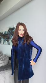 New Cobalt Blue Dyed Sheared Mink Fur Reversible Vest