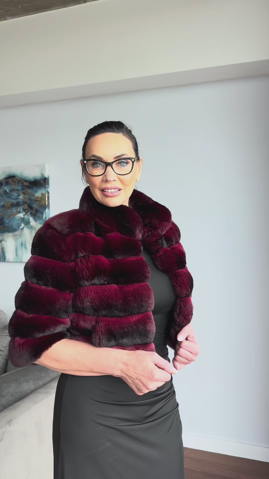 Burgundy Chinchilla Bolero Jacket – LaBelle Since 1919